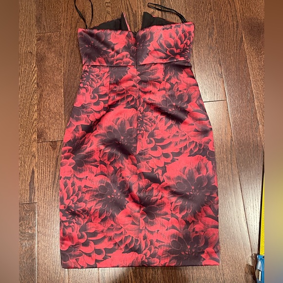 Revolve NBD Cocktail Dress Size Small Black Red Floral Strapless Mini Dress chic - Picture 3 of 12